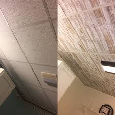 Wallpapered Drop Ceiling Update Drop Ceilings With Peel And Stick Wallpaper Dropped Ceiling Basement Ceiling Finishing Basement
