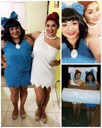 Diy Wilma Flinstone And Betty Rubble Halloween Costume 2016 Betty Rubble Costume Diy Halloween Costumes Easy Flintstones Halloween Costumes