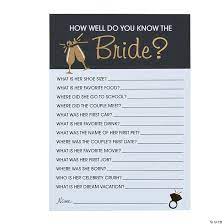Ask these questions about the bride and groom to their guests to put a smile. Bridal Shower Trivia Game 12 Pc