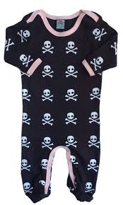 Punk Rock Skull Baby Sleepsuit Black Baby Sleepsuit Girls Pink Alternative Skull Print Onesie Cool Baby Clothe Cool Baby Clothes Punk Baby Black Baby Girls