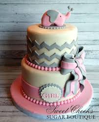 A Pretty Pink And Gray Baby Shower Cake W Pink Elephant Topper Elephant Baby Shower Cake Shower Cakes Baby Shower Cakes