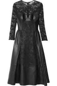 Black Paneled Leather And Lace Dress Mulberry Lace Fashion Dresses Lace Dress