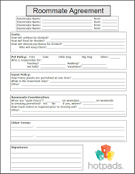Printable Sample Roommate Agreement Form Form Roomies