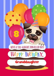 Birthday Wishes For 2 Year Old Goddaughter Custom Front Age Name Puppy Granddaughter 8 Years Old Birthday Card Ad Ad Age Old Birthday Cards First Birthday Cards Puppy Birthday Party Invitations