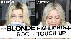 Diy Blonde Highlights And Root Touch Up Tutorial My Updated Hair Routine Blonde Hair At Home Diy Highlights Hair Blonde Highlights