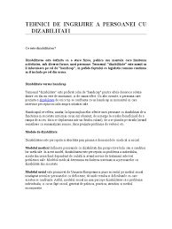 Tehnici De Ingrijire A Persoanei Cu Dizabilitati