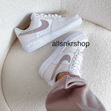 Nike womens air force 1 low custom biege cream
