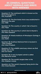 General knowledge level zoology questions and answers for interview. 85 General Questions About Animals And Birds With Answer In 2021 General Knowledge Pet Birds Gk Questions