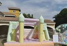 GMY Inflatables Pastel Color Bounce House with Double Slide Gonfiabili  Maison Gonflable Inflatable Bouncy Castle for Kids