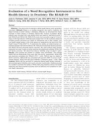 National center for health statistics. Pdf Evaluation Of A Word Recognition Instrument To Test Health Literacy In Dentistry The Reald 99