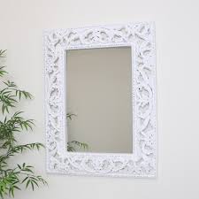 A bathroom mirror can also add depth or size as a decorative feature. Ornate Carved White Wall Mirror 81cm X 106cm Flora Furniture