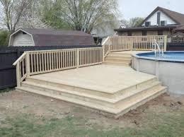 Nice Deck With Stairs All Around Above Ground Pool Landscaping In Ground Pools Backyard Pool