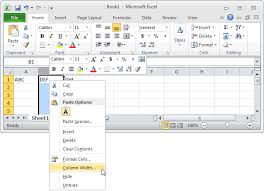 Ms Excel 2010 Change The Width Of A Column