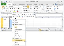 Ms Excel 2010 Change The Width Of A Column