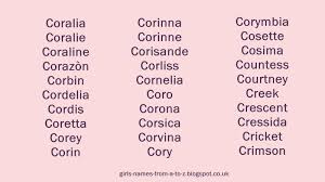Find other names based on char using our baby name generator. Girls Names From A To Z Girls Names Starting With C