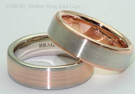 Opposites Attract Our Two Tone 14k Rose Gold And Platinum Men S Wedding Rings Are Mens Wedding Rings Platinum Mens Wedding Rings Rose Gold Mens Wedding Band