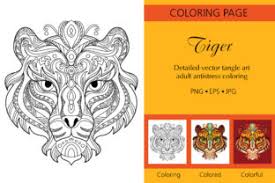 Tiger mascot pouncing graphic logo. Coloring Page For Adult Gorgeous Cat Grafik Von Alinart Creative Fabrica