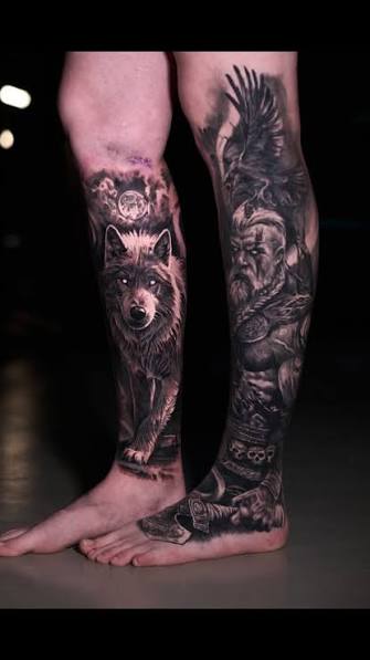 Norse Leg Tattoo