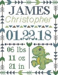Number of colors used in this chart: Baby Dinosaur Birth Record Counted Cross Stitch Pattern For Digital Download Baby Cross Stitch Patterns Cross Stitch Baby Counted Cross Stitch Patterns