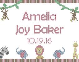 Cute animals modern cross stitch pattern animal funny cross stitch pattern elephant giraffe zebra lion monkey enchanted nursery decor you can always find. Excited To Share This Item From My Etsy Shop Cross Stitch Pattern Baby Girl Jungle Birth Record With Small Lion Elephant Giraffe Zebra And Monkey Counted
