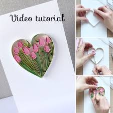 Beautiful handmade birthday day card idea.in this video, i am going to show you special cards making at home.please like the video, if you liked the card. Quilling Video Tutorial How To Make Heart With Tulips Video Lesson Love Card Quilling Videos Quilling Patterns Tutorials Paper Quilling Cards