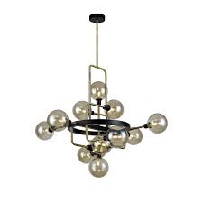 Excellent price and excellent quality. Extra Large 9 Light Ceiling Pendant Black Brass Champagne Globe Shades