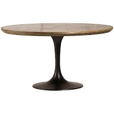 Dining table could be used inside or outside. Lugo 55 Tulip Round Dining Table In Oak And Galvanized Brass Mush Co