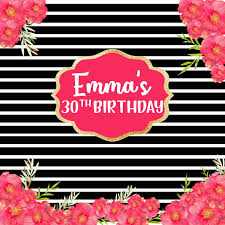 Black And White Striped Backdrop With Flowers Only 15 Usd Custom Flower Leaves Black And White Striped 30th Birthday Backgrounds Party Photo Best Pho Party Photo Backdrop Birthday Background Party Photos