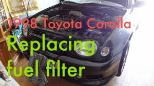 If the fuel pump has been replaced, work has been performed on or in the gas tank, or the fuel injectors have been cleaned or replaced, always install a new fuel filter. Step By Step Replacing Fuel Filter On A 1997 1999 Toyota Corolla 1 6l Engine Youtube
