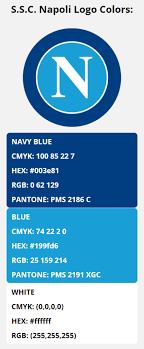 Free png imagesmillions of png images, backgrounds and vectors for free download. S S C Napoli Team Colors Hex Rgb Cmyk Pantone Color Codes Of Sports Teams