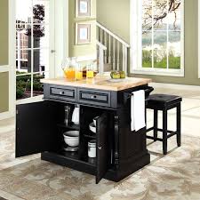 Its warmth, beauty and durability are timeless. Oxford Butcher Block Top Kitchen Island In Black Finish With Stools 47 75 W X 23 D X 35 75 H Overstock 27193000