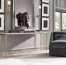 Thaddeus Forged Brass Marble Rectangular Console Table Marble Console Table Dining Room Console Entrance Table Decor