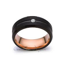 8mm Mens Diamond Band Black Brushed Rose Gold Tungsten Ring Rose Gold Wedding Ring Comfort Fit Gold Tungsten Wedding Bands Tungsten Wedding Bands Rings For Men