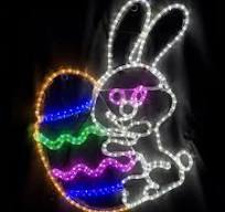 Rabbit with Easter Egg Rope Light Motif