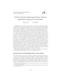 If you need professional help with completing any kind of homework, success essays is the right place to get it. Pdf Teachers Perceptions Regarding The Factors Affecting English Essay Writing Of O Level Students