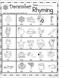 Free Kindergarten Rhyming Worksheets For December Madebyteachers Rhyming Worksheet Kindergarten Practice Rhyming Activities