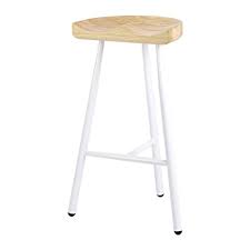 This product is designed for home and commercial use. Buy White 3 Leg Metal Bar Stool With Solid Light Wood Seat