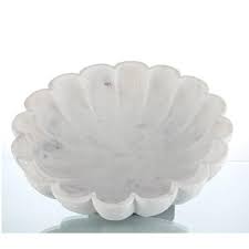 Handmade White Marble Decorative Bowl Carved In Floral Shape Potpourri Dish Centerpiece Tableware Decorative Bowls Marble Decor Flower Decorations