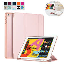 Soft Tpu Back Case For Ipad 10 2inch 7th 2019 Stand Cover Built In Pencil Holder Ipad Case Apple Ipad Case Apple Pencil Holder