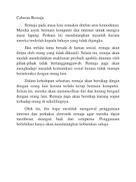 Remaja dan cabaran masa kini?. Cabaran Remaja