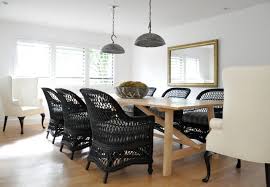 Kathleen Clements Design Casual Dining With Black Wicker Wing Chairs Cottage Dining Rooms Dining Chair Design Wicker Dining Chairs