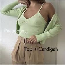 Fine knit long cardigan can$39.95. Nwt Zara 2 Piece Floral Embroidery Knit Cardigan Crop Top Set Large Ebay