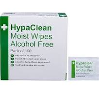 Moist Wipes, Alcohol Free (Pack of 100)