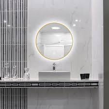 badkamerspiegel lara rond goud 60x60cm geintegreerde led verlichting touch schakelaar spiegel sani4comfort