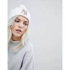 New Era Ribbed Beanie With Rose Gold Ny Embroidery 39 125 Krw Liked On Polyvore Featuring Acce Latest Fashion Clothes White Baseball Hat White Baseball Cap