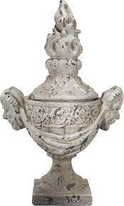 Set 2 Scalloped French Chic Antiqued Patina Magnesium Sculpture Garden Finial A B Home Wholesale Home Decor French Chic