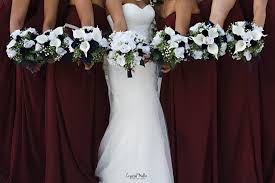 Bridesmaid Bouquets And Burgundy Dresses Bridesmaid Bouquet White Burgundy Flower Girl Dress Burgundy Bridesmaid Dresses