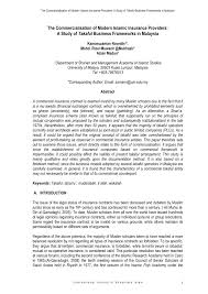 Pdf The Commercialisation Of Modern Islamic Insurance Providers A Study Of Takaful Business Frameworks In Malaysia