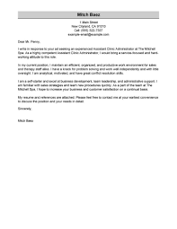Sample cover letter for healthcare administrator. Assistant Clinic Admin Cover Letter Examples Livecareer