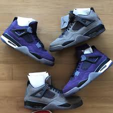 A light blue suede upper with black and red detailing on the lace cages, laces, tongue, heel tab, and lining. Air Jordan 4 Travis Scott Olive Unreleased Sole Collector